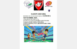 Reprise des entrainements école de rugby